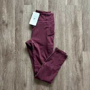 NWT Fabletics Oasis PureLuxe High Waisted 7/8 Leggings Burgundy Size Medium